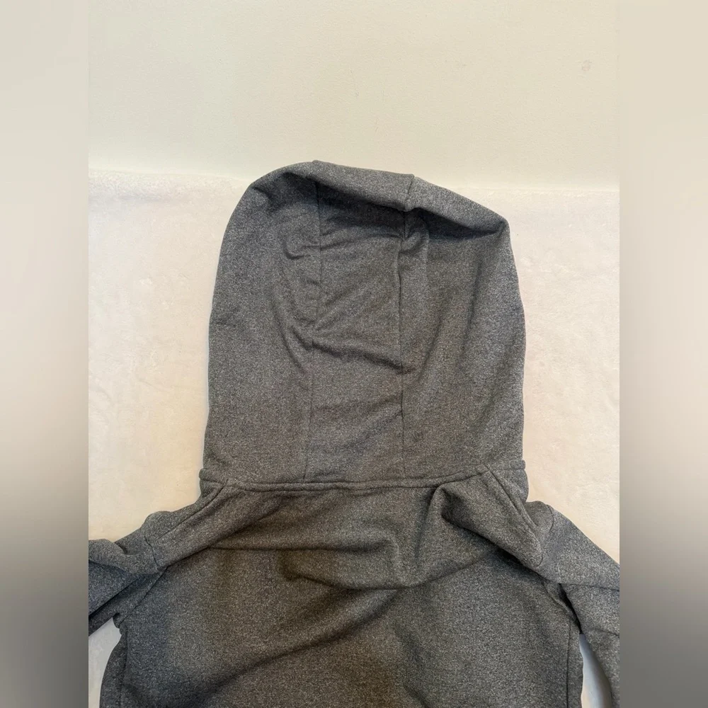 Nike Size M Dri-FIT Full Zip Hoodie Gray with Pink Swoosh Athletic Sweatshirt - Picture 12 of 13